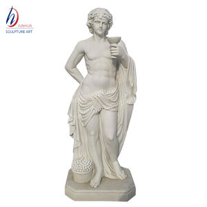 Estatua de Bacchus Masculino Desnudo de Mármol Blanco Griego de Tamaño Real con Copa - Product Image 4