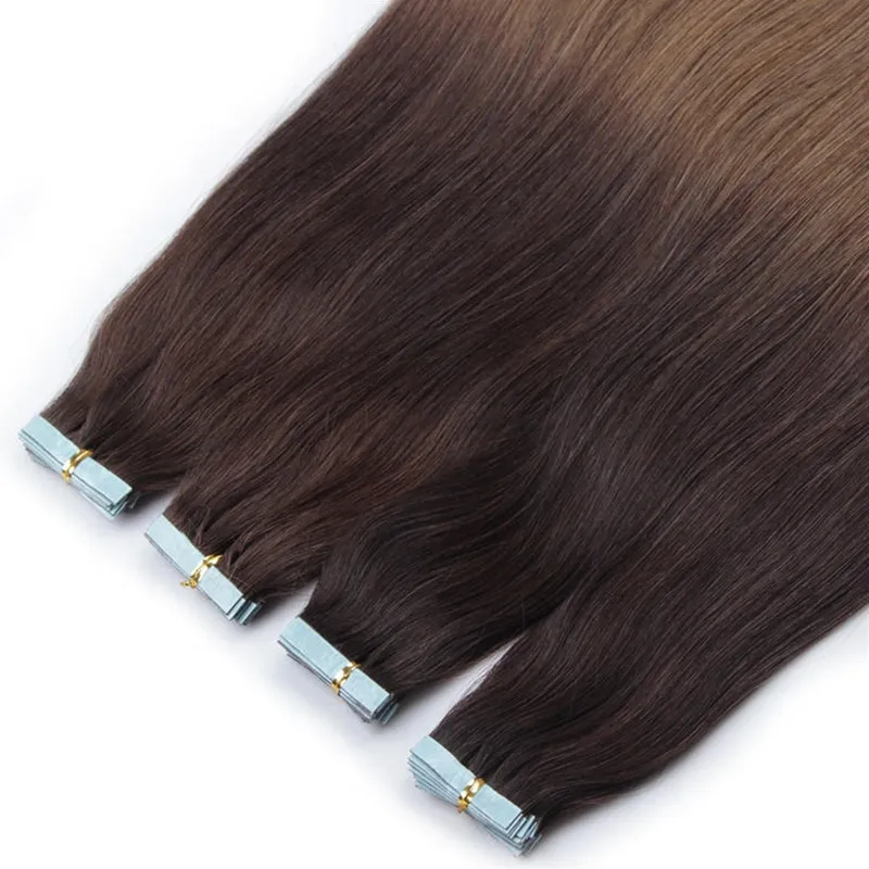 4cm ve 2.5g birim başına 20pcs bir paket hint remy İnsan saçı 100% gerçek saç uzatma PU atkı cilt atkı bant saç uzatma