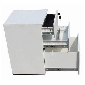 Armoire de rangement sur socle, classeur de couleur blanche, coffre-fort domestique avec serrure - Product Image 1