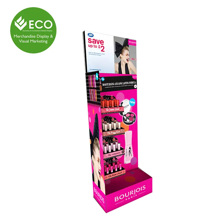 Présentoir de maquillage en carton ondulé pour magasin de détail, présentoir de produits cosmétiques, avec carton, pour POS