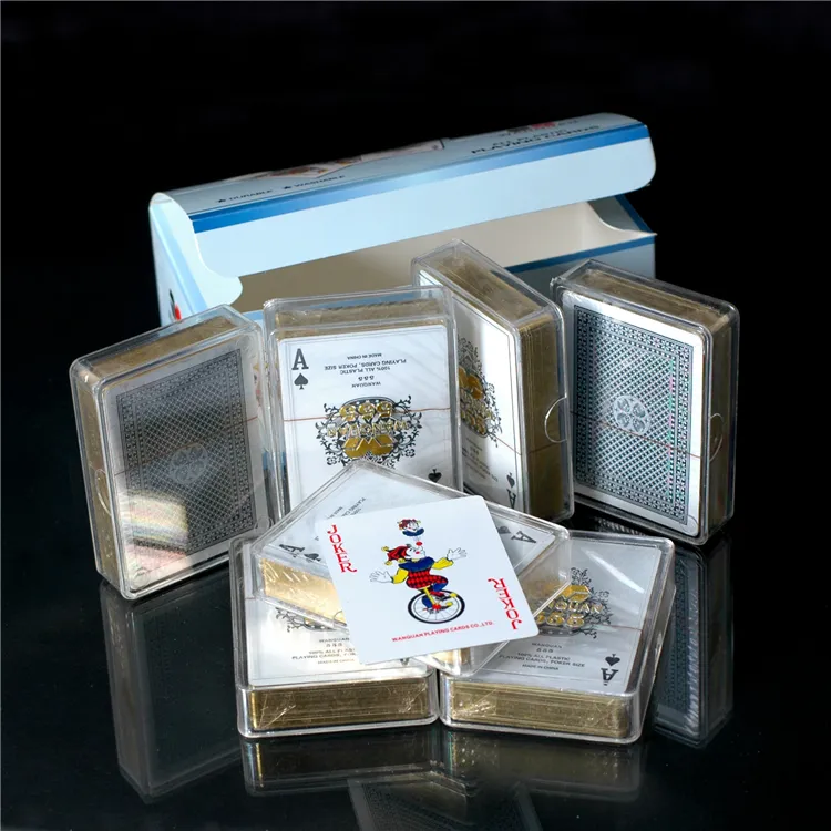 Индивидуальные прочные водонепроницаемые пластиковые игральные карты 24K Золотая фольга покер Золотой покер