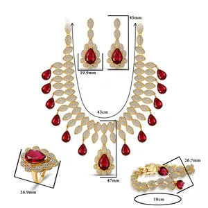 Fashion Dubai Wholesale Costume African Jewelry Gold With Stone Jewelry Sets