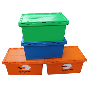 Conteneur en PP personnalisé de 80 L avec couvercle attaché, caisses d'expédition empilables et emboîtables, caisse de rangement en plastique empilable - Product Image 4