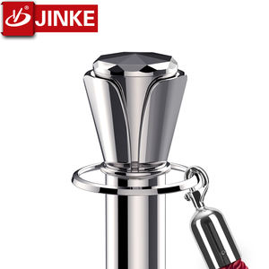 Barriera di Controllo Folla in Acciaio Inox Jinke, Palo con Corda Intrecciata Nero-Oro, Barriera per Ingresso Tappeto Rosso, Barriere per il Traffico - Product Image 3