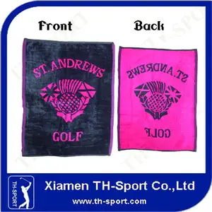 couleur pourpre serviette de golf avec le logo de broderie