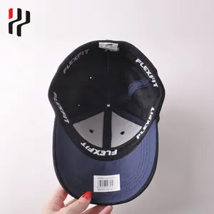 Logo embroidery cotton 6 panel baseball cap hard kitted caps and hats