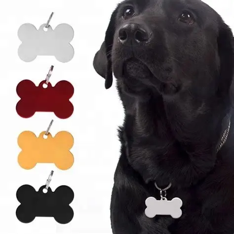 Tag Nama Anjing ID Bentuk Tulang Aluminium Anodized untuk Hewan Peliharaan