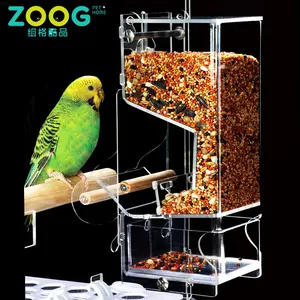 Alimentador automático de fábrica para aves, alimentador acrílico para canarios, jaula para loros y aves