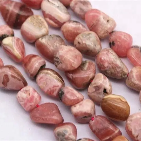 Grosir alami Argentina batu Rhodochrosite Beads helai Pebble Nugget Bead untuk gelang pembuatan kalung 8-12mm