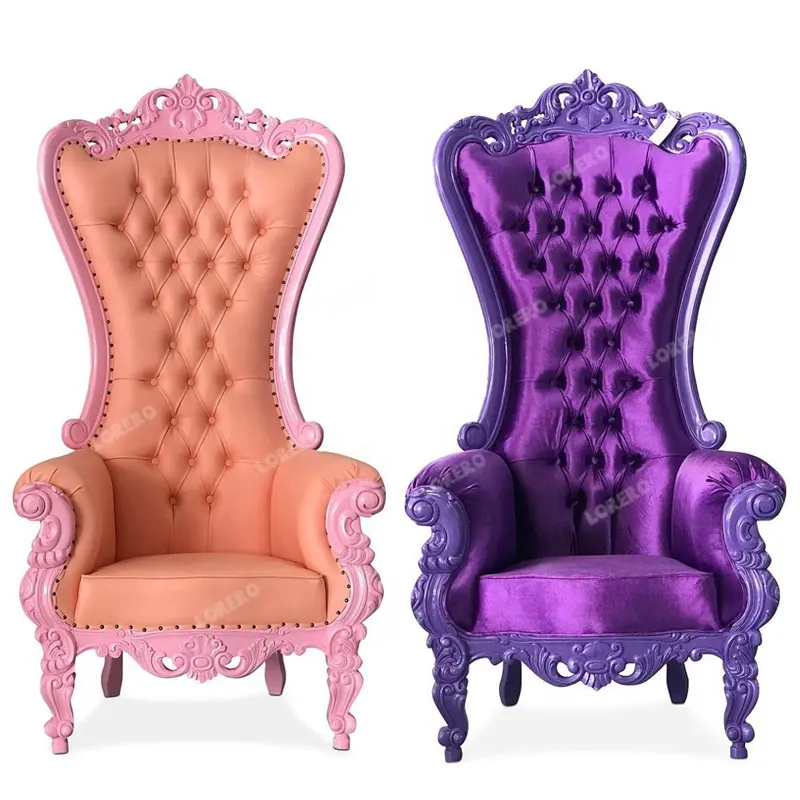 Royal highback cadeiras de luxo, multicolor king queen thrones cadeira para casamento