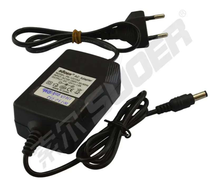 Suoer AC 100-240V ac adapter 12v 1a đôi dây power adapter với plug tròn bộ chuyển đổi nguồn cung cấp điện