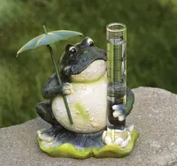 Bahçe dekorasyon Polyresin kurbağa süsleme yağmur ölçer