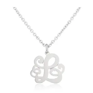 Monogramm Design Edelstahl Farbe billig Großhandel Männer Frauen Schmuck Edelstahl Alphabet Buchstabe L Anhänger mit Kette