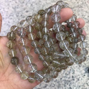 10mm Round Natural <strong>Silver</strong> Rutilated Quartz <strong>Stretch</strong> <strong>Bracelet</strong> - Product Image 1