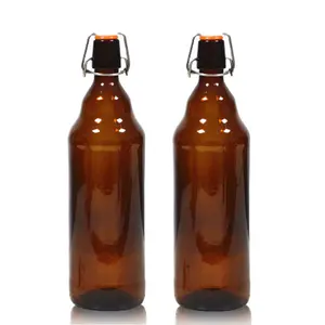 Fantaisie 1L Grande Taille Ambre Verre Bouteille De Bière Clip Top bouteille de bière