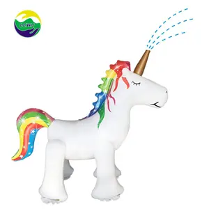 LC Rainbow Arch Sprinkler Sommer Große Regenbogen wolke Einhorn Hinterhof Rasen Torbogen Outdoor Aufblasbares Wassers prüh spielzeug für Kinder