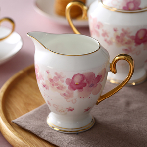 English Luxury 15pcs Ceramic Coffee Tea Set Flower Decal Design <strong>Turkish</strong> Cup Saucer Sets Fine Bone Tea Set with <strong>Teapot</strong> - Product Image 3
