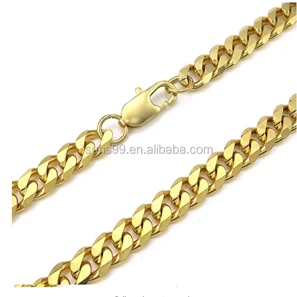 Máquina de fabricación de cadenas de oro de acero inoxidable 18-40 pulgadas de acero inoxidable para hombres collar de cadena de eslabones clásicos de 8mm, oro, ancho 8mm