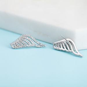 LUOTEEMI Wholesale Hot Selling New Fashion CZ Crystal Micro Pave Angle <strong>Wings</strong> Stud <strong>Earrings</strong> for Women Girls - Product Image 5