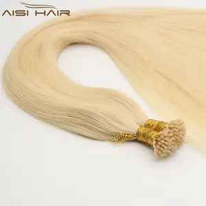 Aisi Hair Top Quality European Double Drawn I Tip Human Hair Extensions Keratin Stick Tip Blonde Hair Extension