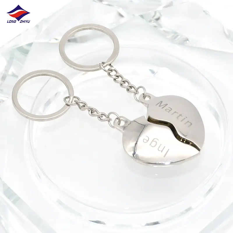 Longzhiyu Heart Shaped Metal Keychains Ring Custom Couple Love Keyrings 15 Years Manufacturer Customized Key Chain Wholesale