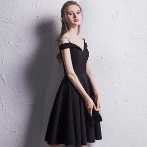 <span class=keywords><strong>Robe</strong></span> de soirée <span class=keywords><strong>noire</strong></span> sexy à col en V, style MANNI, pour femmes - Product Image 3