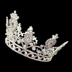 Echsio มงกุฏงานแต่งสำหรับเจ้าสาวประดับเพชรเทียมเซอร์โคเนียสีขาวชุบทอง <span class=keywords><strong>Miss</strong></span> <span class=keywords><strong>World</strong></span> Show สำหรับสตรี BC3108มงกุฎควินซีอาเนีย - Product Image 4