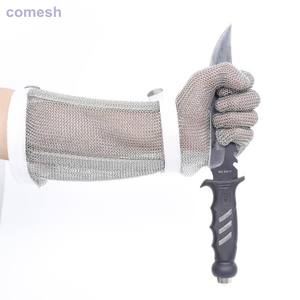 Gants de sécurité de travail de boucher à anneau soudé en acier inoxydable résistant aux coupures - Product Image 5