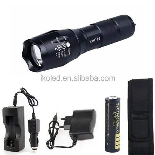 Lampe de poche Zoomable à lumière LED, XML T6, 18650 G700 X800, Focus réglable, torche, 5 modes, lumière avec piles 18650, ensembles de chargeur, boîte
