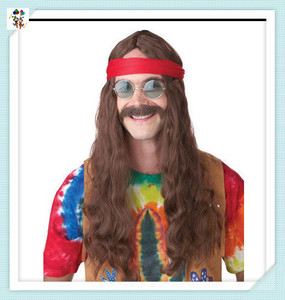 Sintético barato Flor de Hippie 1960 amor paz <span class=keywords><strong>hombre</strong></span> fiesta de Carnaval pelucas HPC-1257 - Product Image 3