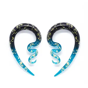 New Popular Gradient Color Glass Spiral Ear Taper Stretcher Earrings Extender Ears Piercing Jewelry