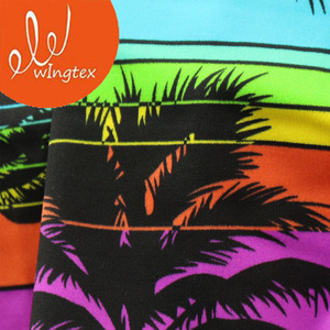 कोई MOQ 190gsm 82% नायलॉन 18% स्पैन्डेक्स मुद्रित Swimwear के रंगीन उष्णकटिबंधीय पैटर्न बिकनी मुद्रण कपड़े - Product Image 2