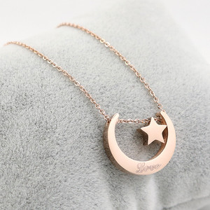 Luna Y Estrella Colgantes, Collares para Novia,Amante <span class=keywords><strong>Joyeria</strong></span> - Product Image 3