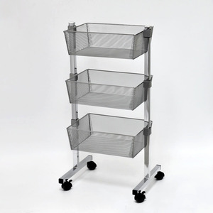 2-Tier Kitchen Wine Rack on Chrome Frame <b>Trolley</b> Cart <b>with</b> Four-<b>Wheel</b> Plastic Platform OEM Customizable - Product Image 6