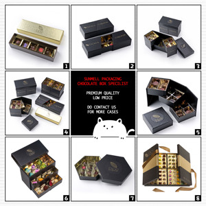 Scatole regalo di cioccolato di carta dorata di lusso di piccole dimensioni personalizzate con divisori - Product Image 6