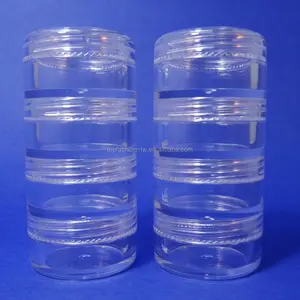 80 set 4 Stacked Storage Container Mini Clear Plastic Jar Travel Sample Case 5 g (AY81(5)(4 stacked)-C=80 sets)