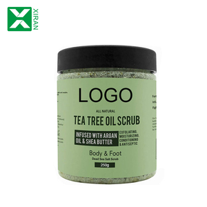 Bitkisel çay ağacı ölü deniz tuzu 250ml doğal tuz fırçalayın peeling özel etiket vücut fırçalayın