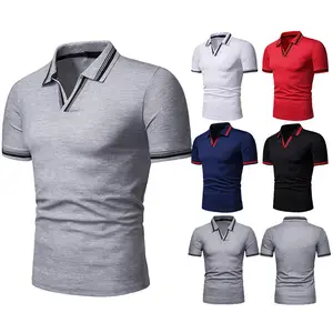 顶级产品定制v领无纽扣修身高尔夫衬衫非洲服装男士polo pique t恤