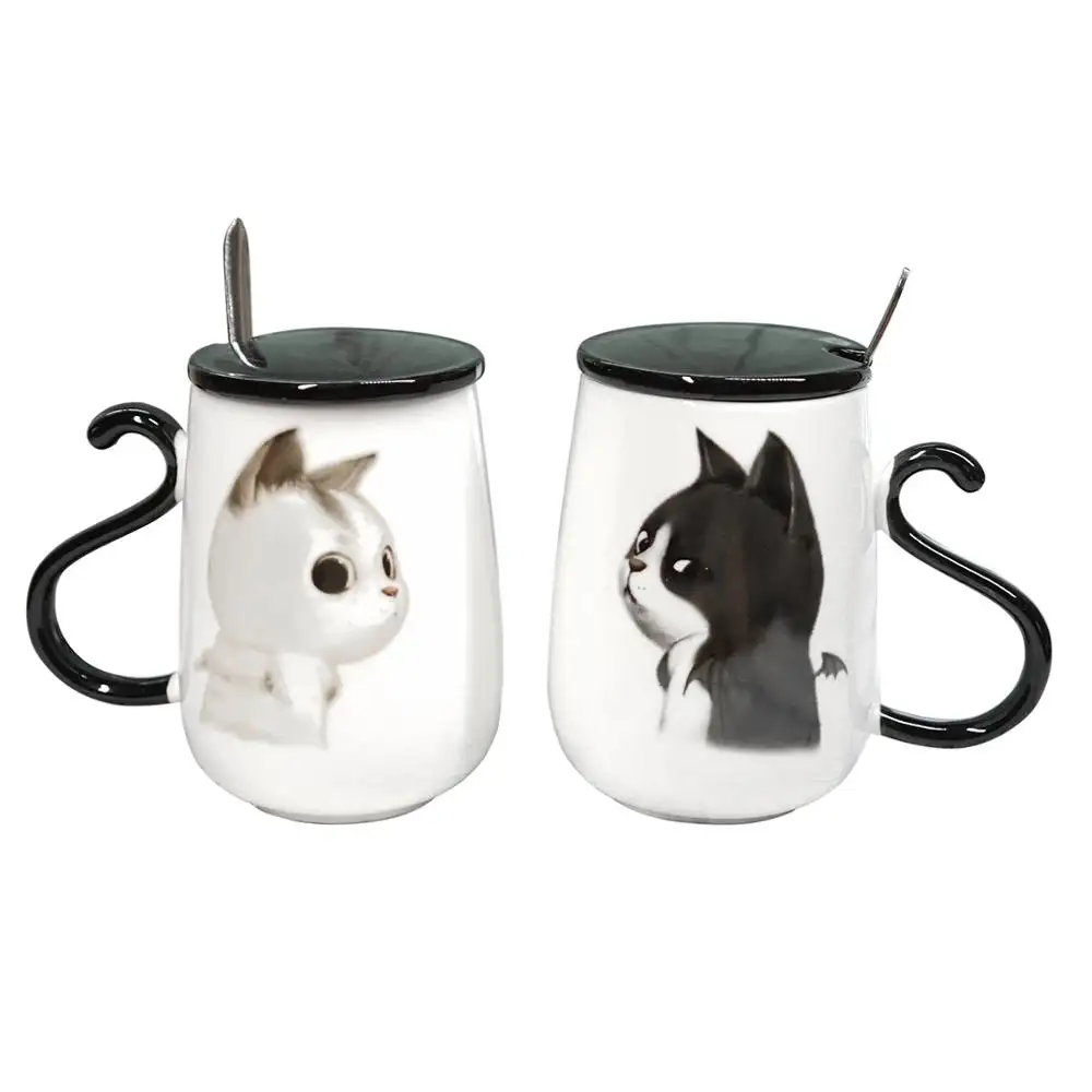 Cartoon Cute Cat Lovely Ceramic Mug With Cat Tail Handle