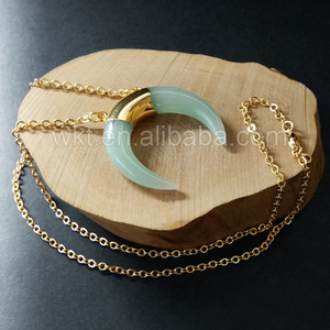 WT-N703 Commercio All'ingrosso di New crescent corno <span class=keywords><strong>collana</strong></span> di pietra <span class=keywords><strong>con</strong></span> doppio loop in oro placcato - Product Image 4