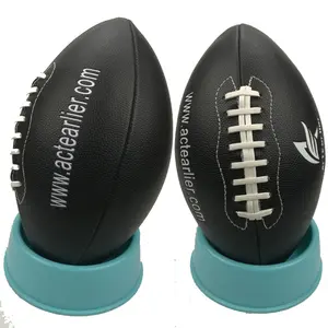 Ballons de football américain ActEarlier en cuir PVC noir à surface grainée, avec logo personnalisé imprimé, taille 9 - Product Image 1