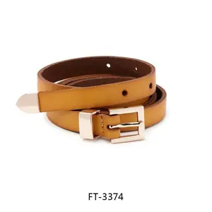 20mm Wide Ladies Cow Hide Leather Belts With Metal Tip