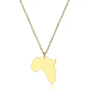 Gemnel Gold jewelry 925 Sterling silver Africa map pendant travel real gold necklaces