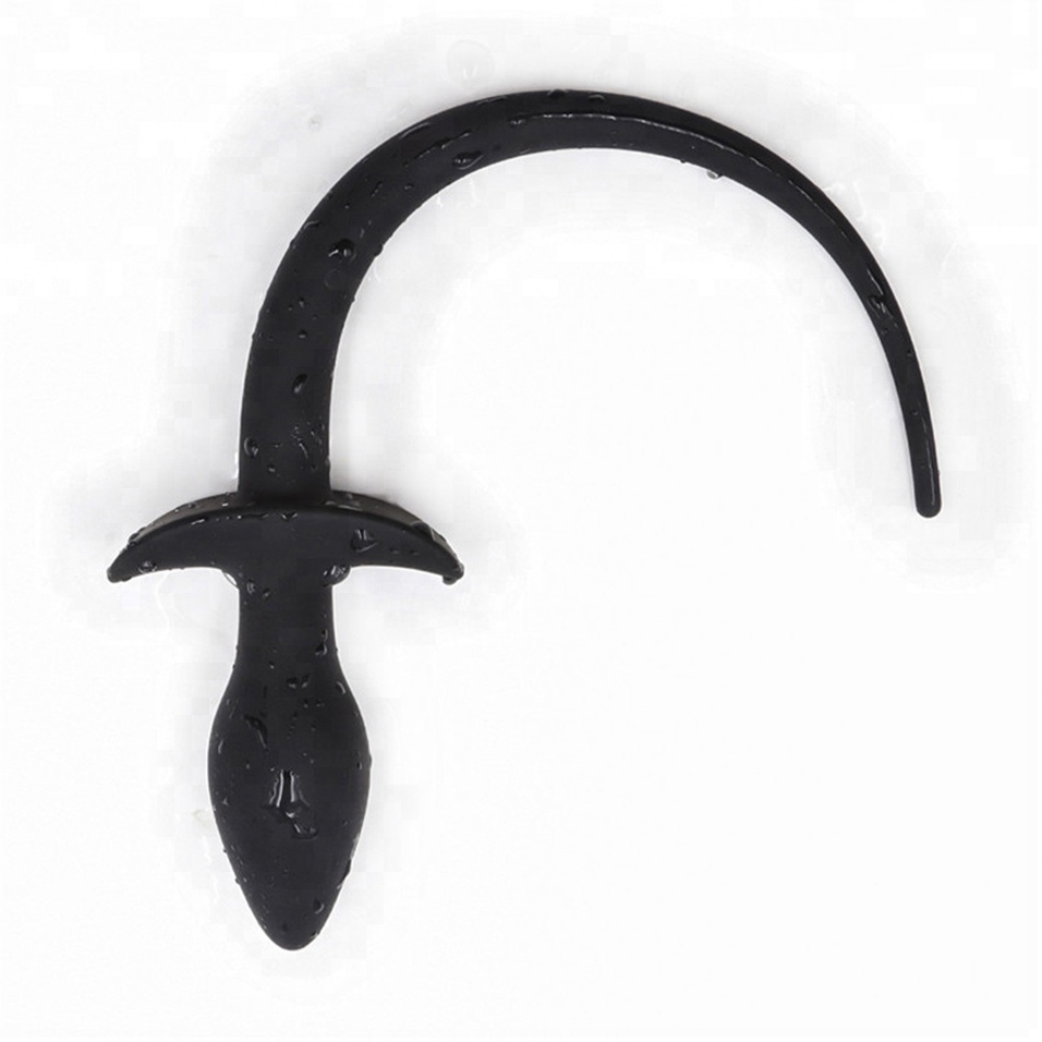 Pur Silicone Anal Plug Queue Noir Long Chien Queue Butt Plugs Balle Dilatateur Butt Plug Gay