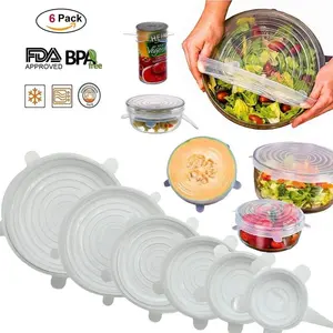 Couvercles de cuisine extensibles en Silicone 6 tailles ensemble de couvercles alimentaires réutilisables