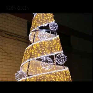 Giant H:6M, оптовая продажа, уличный светодиодный светильник для праздника с 3d мотивом, Рождественский шар, елка