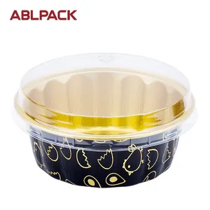 breads baking mould egg tart cup 235ML with cover aluminum disposable soup takeaway containers for roast beef