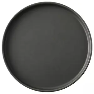 日本风格圆形实心哑光黑色精美瓷制餐盘/餐厅菜肴