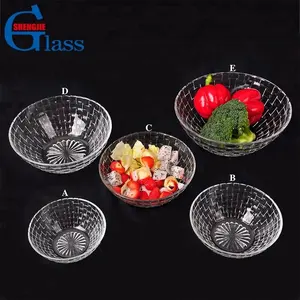 Wholesale Embossed Large Glass Salad Bowl Set