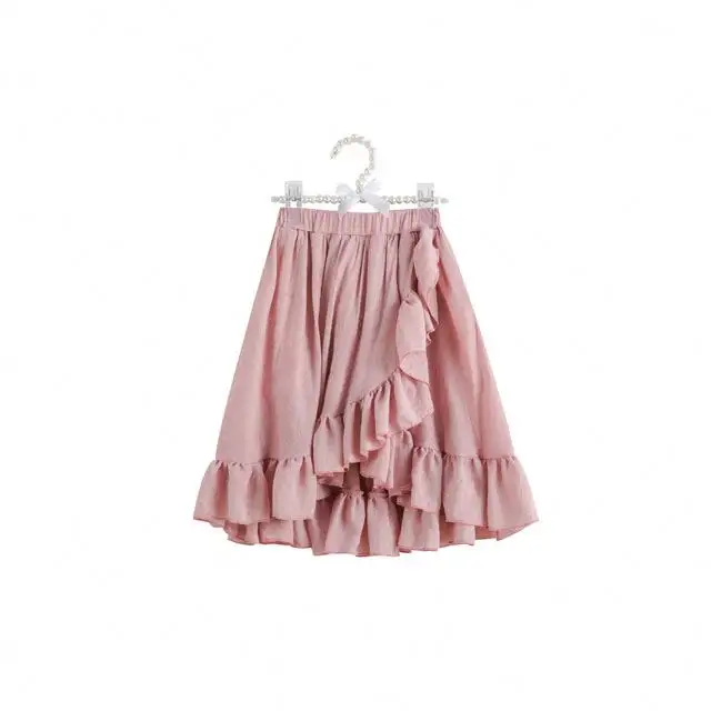 New Arrival Manufacturer Skirt Baby Girl Pink Plain Maxi Ruffles Single Layer Fashion Skirt